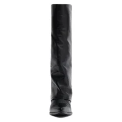 Zwarte hoge leren cowboylaarzen met flap