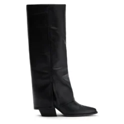 Zwarte hoge leren cowboylaarzen met flap