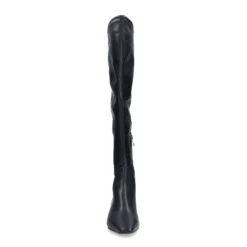 Zwarte hoge stretch laarzen met kitten heel