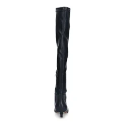 Zwarte hoge stretch laarzen met kitten heel