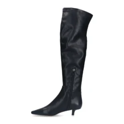 Zwarte hoge stretch laarzen met kitten heel