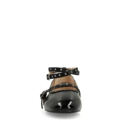 Zwarte lak ballerina's met studs en bandjes