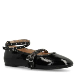 Zwarte lak ballerina's met studs en bandjes