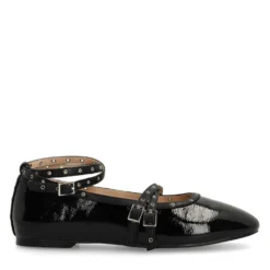 Zwarte lak ballerina's met studs en bandjes