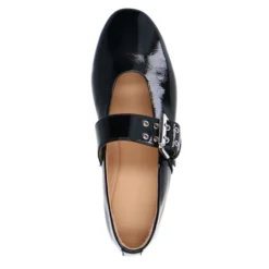Zwarte lak buckle ballerina's