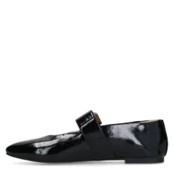 Zwarte lak buckle ballerina's