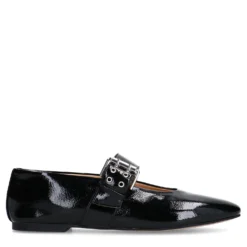 Zwarte lak buckle ballerina's