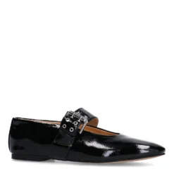 Zwarte lak buckle ballerina's