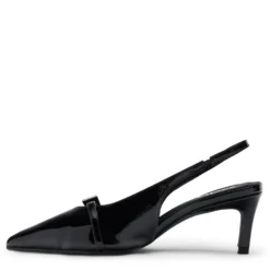 Zwarte lak slingbacks met gesp