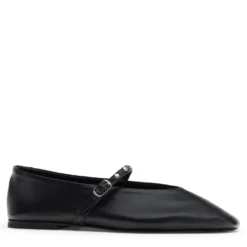 Zwarte leren ballerina's