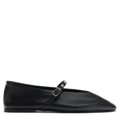 Zwarte leren ballerina's