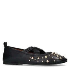 Zwarte leren ballerina's met studs