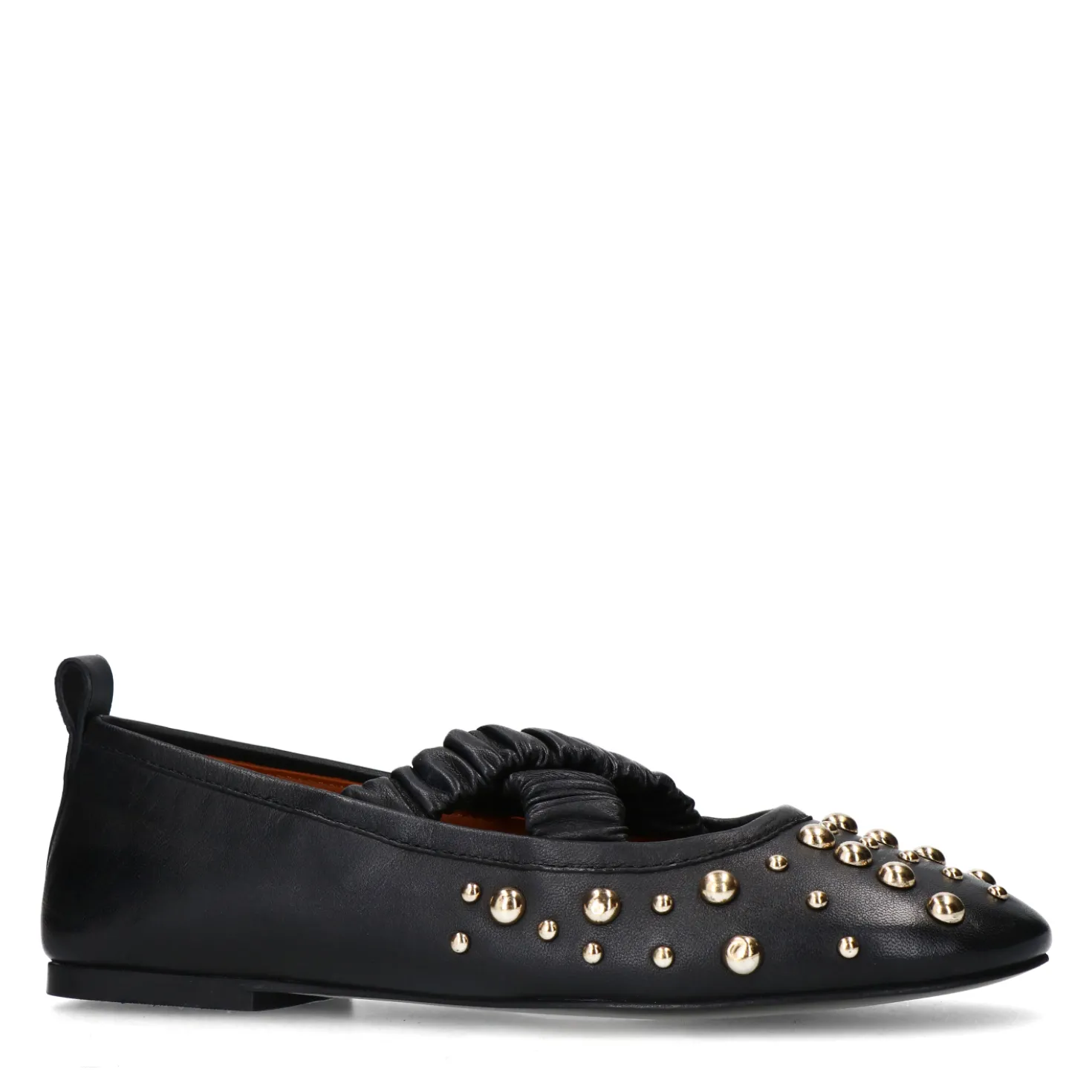 Zwarte leren ballerina's met studs