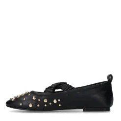 Zwarte leren ballerina's met studs