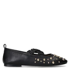 Zwarte leren ballerina's met studs