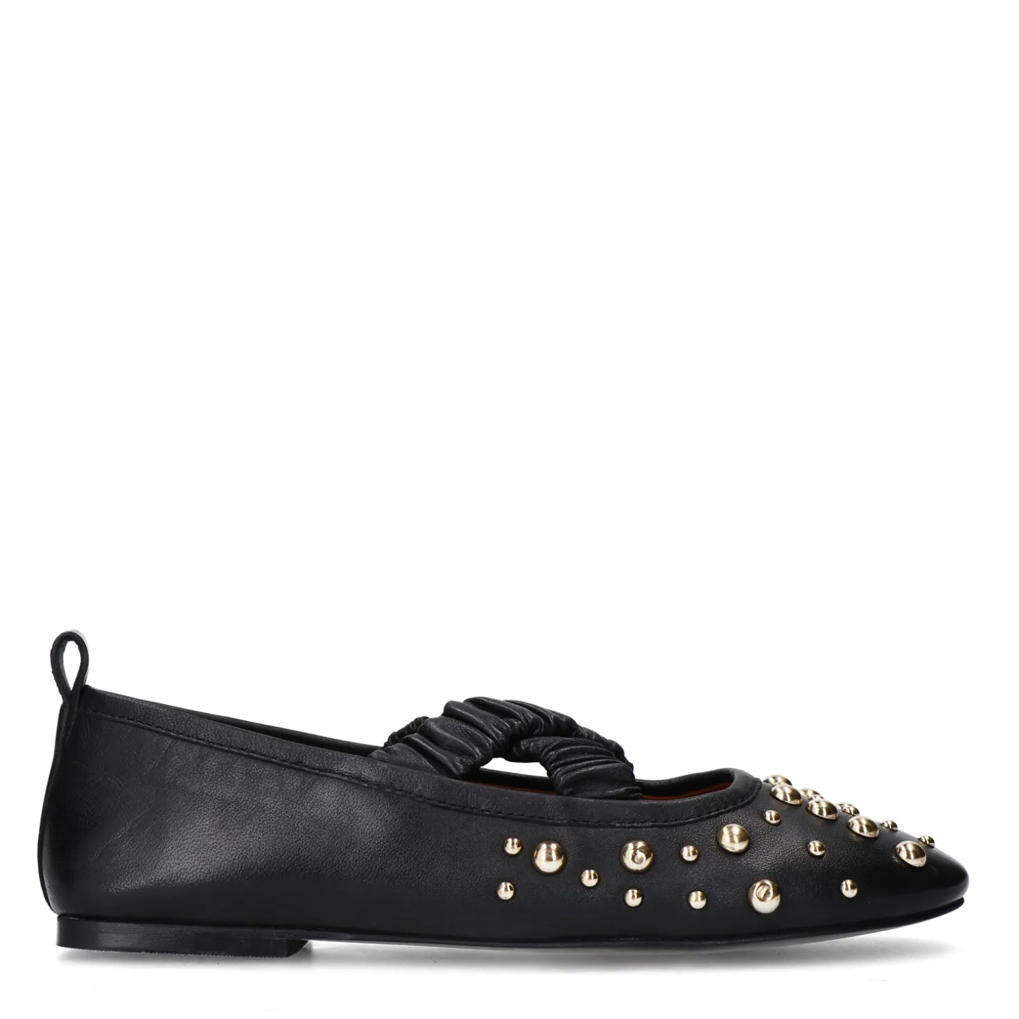 Zwarte leren ballerina's met studs