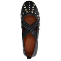 Zwarte leren ballerina's met studs