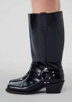 Zwarte leren biker boots