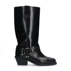 Zwarte leren biker boots