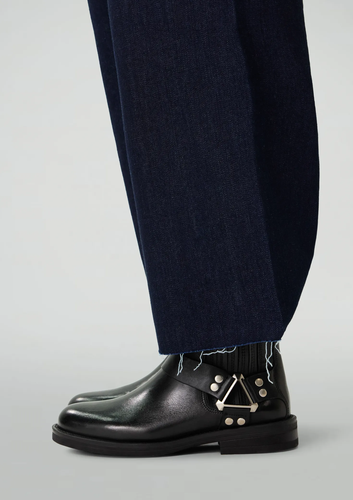 Zwarte leren biker boots