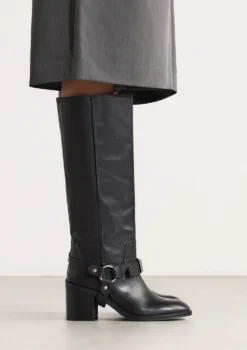 Zwarte leren biker boots