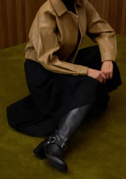 Zwarte leren biker boots