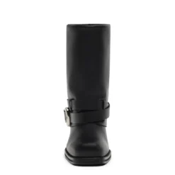Zwarte leren biker boots met flap