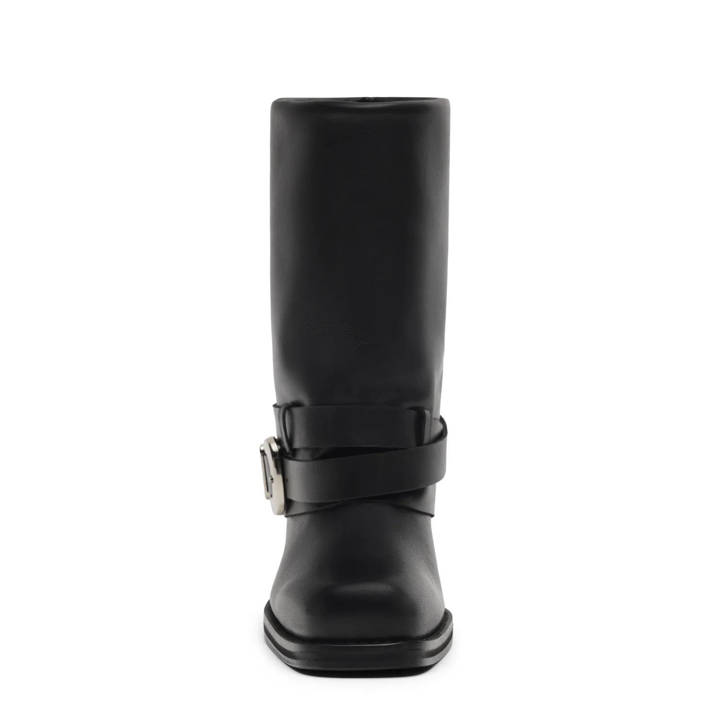 Zwarte leren biker boots met flap