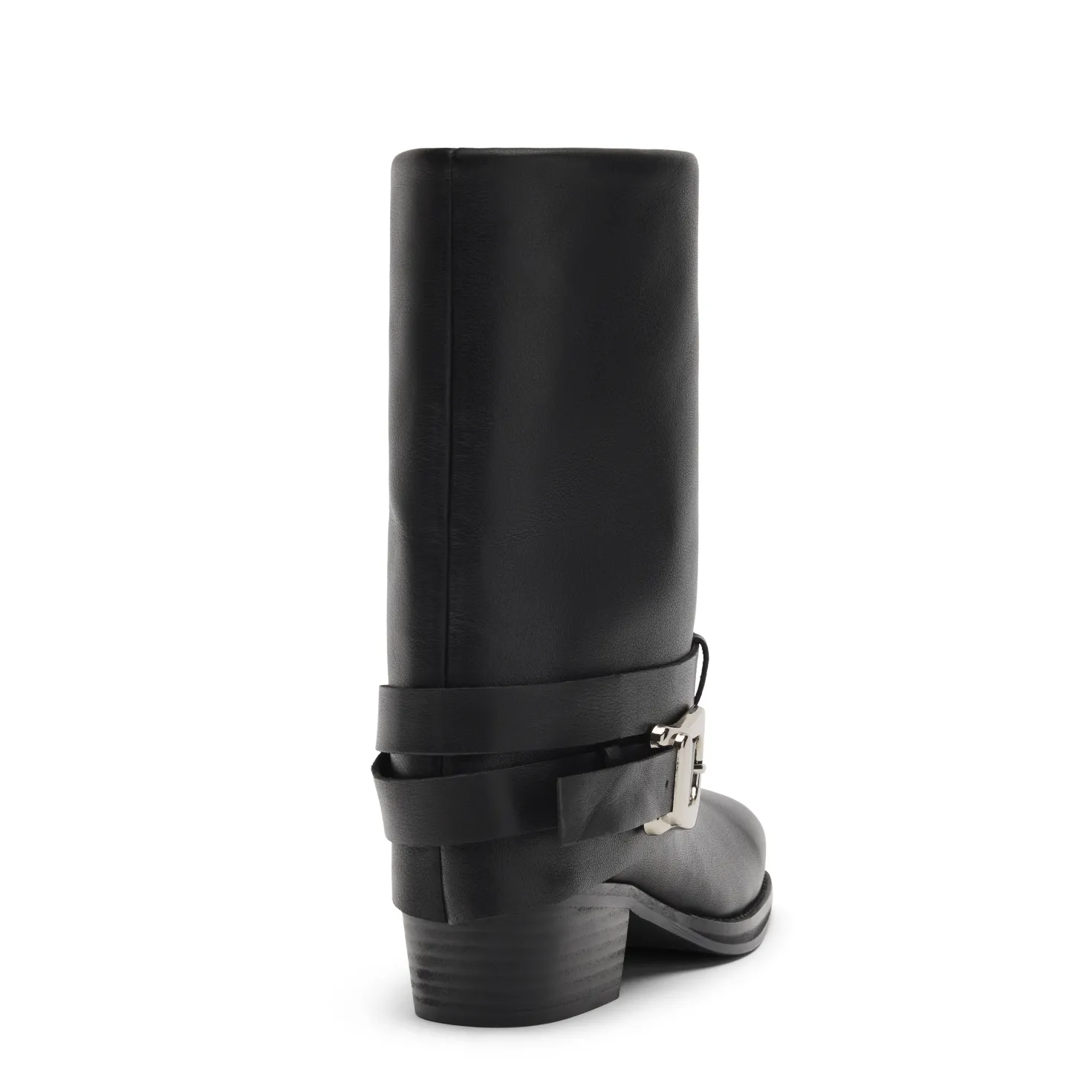 Zwarte leren biker boots met flap