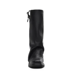 Zwarte leren biker boots met flap