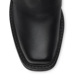 Zwarte leren biker boots met flap
