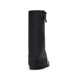 Zwarte leren biker boots met flap