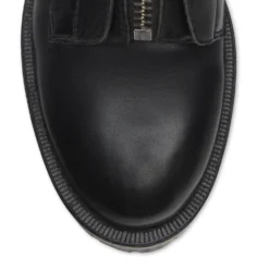 Zwarte leren biker boots met zilverkleurige gespen