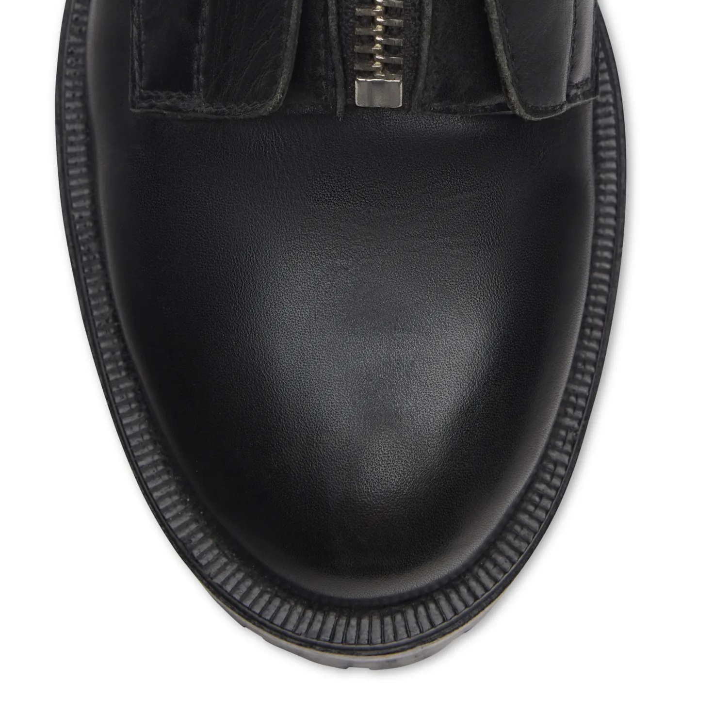 Zwarte leren biker boots met zilverkleurige gespen