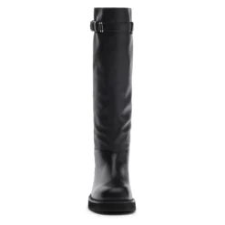 Zwarte leren buckle biker boots