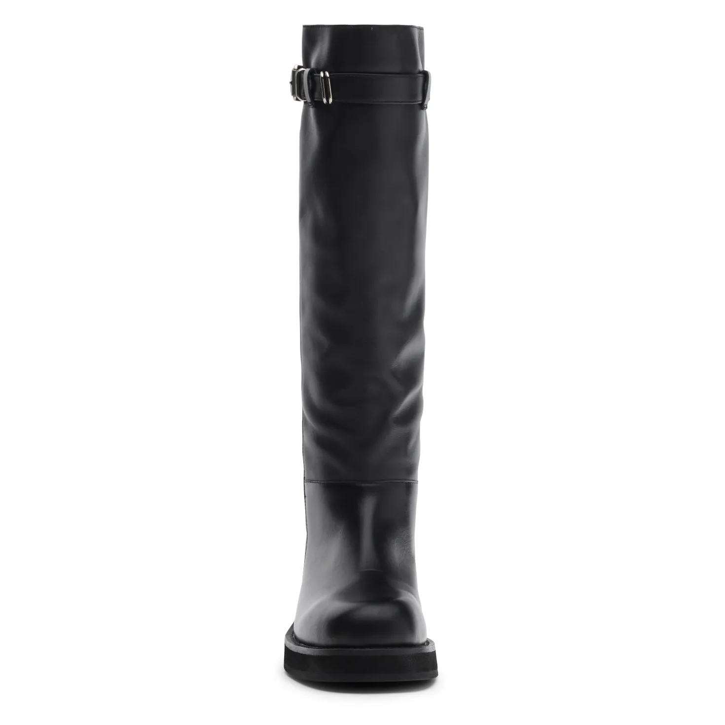 Zwarte leren buckle biker boots