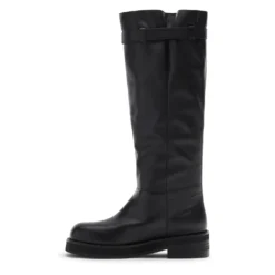 Zwarte leren buckle biker boots