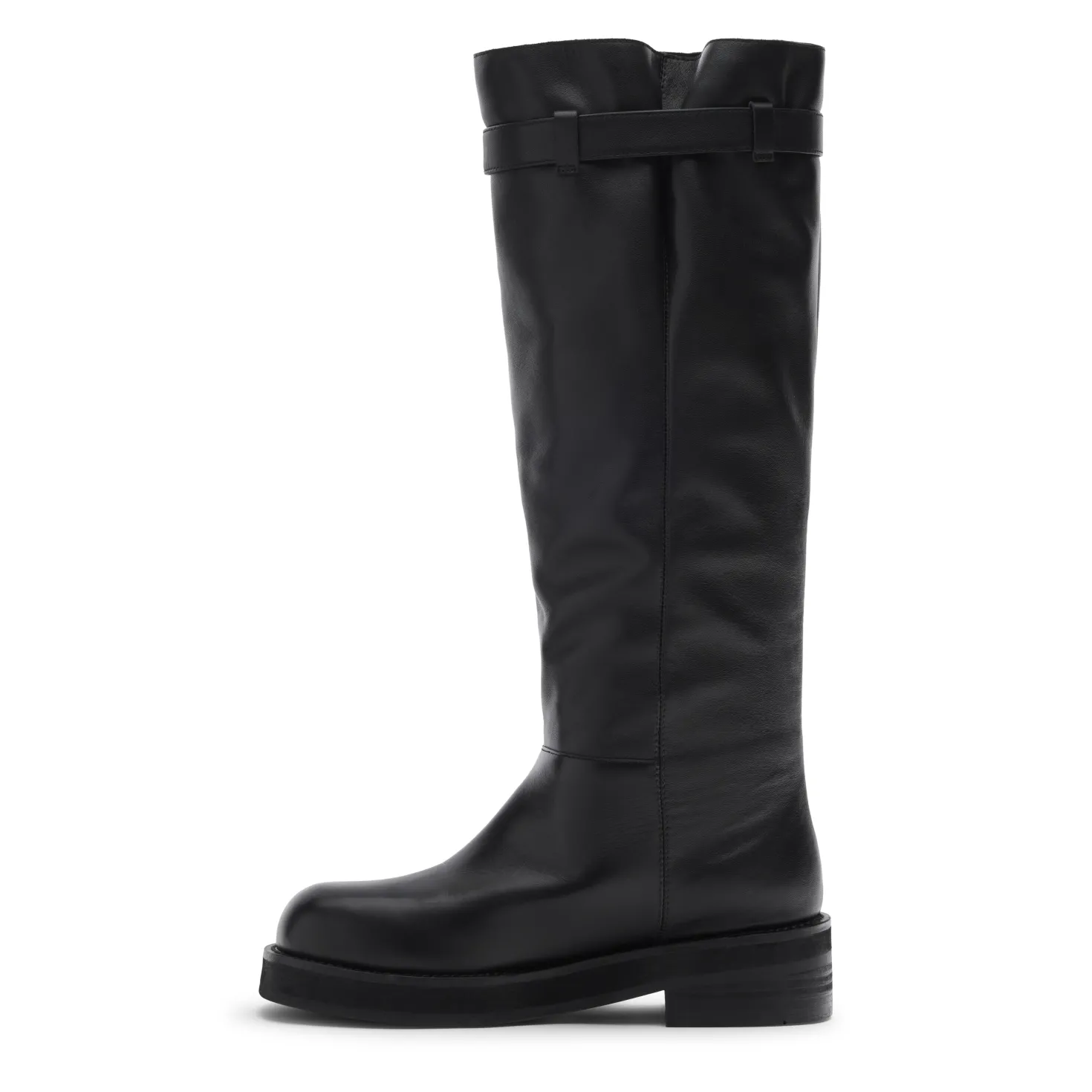 Zwarte leren buckle biker boots