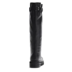 Zwarte leren buckle biker boots