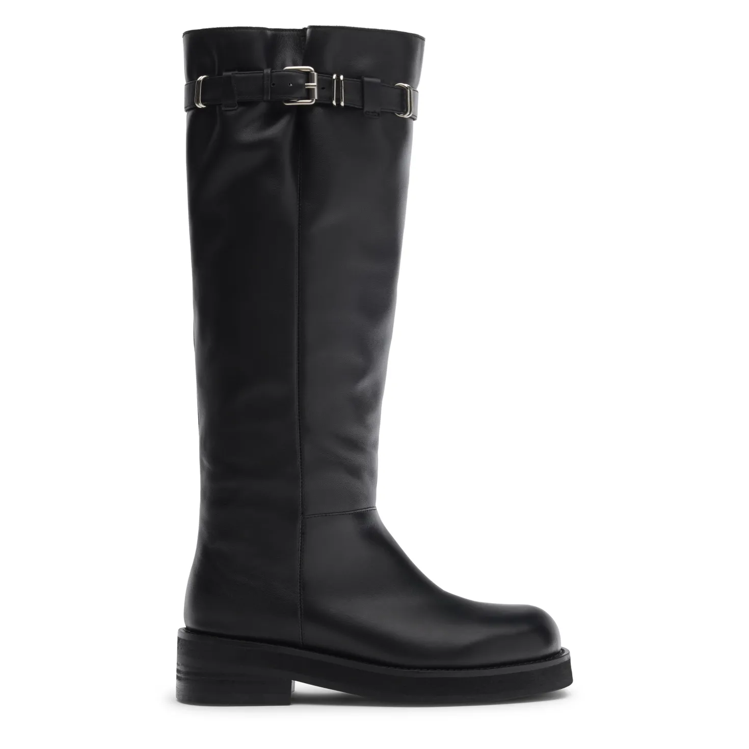 Zwarte leren buckle biker boots