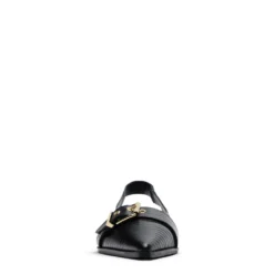 Zwarte leren buckle slingbacks