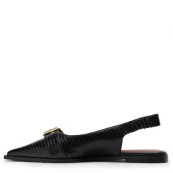 Zwarte leren buckle slingbacks