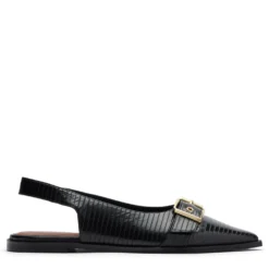 Zwarte leren buckle slingbacks