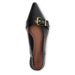 Zwarte leren buckle slingbacks