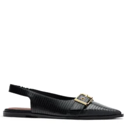 Zwarte leren buckle slingbacks