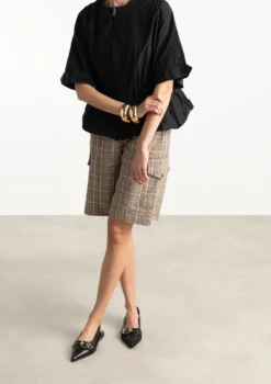 Zwarte leren buckle slingbacks