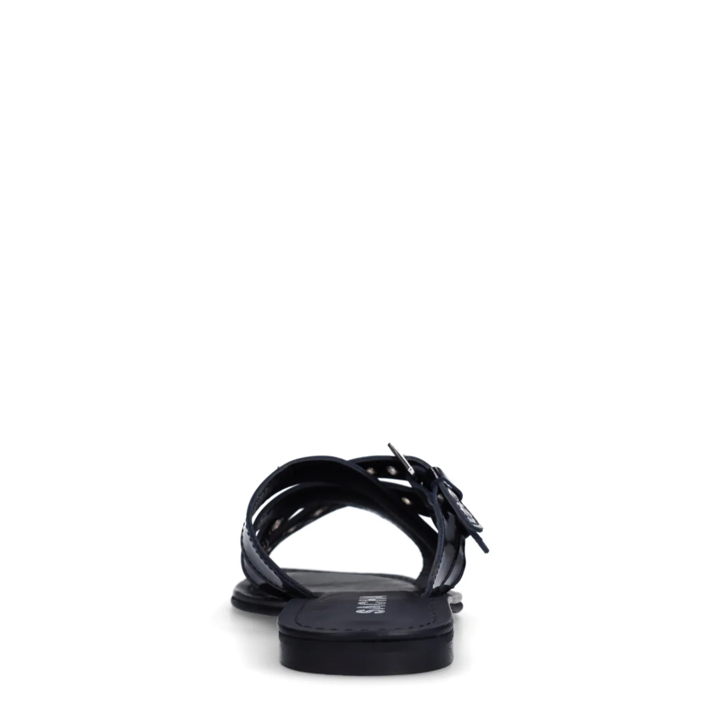 Zwarte leren buckle slippers