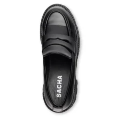 Zwarte leren chunky loafers