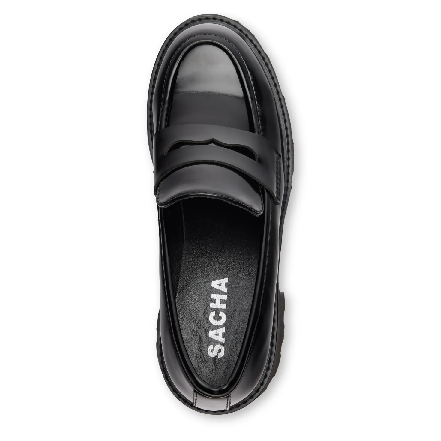 Zwarte leren chunky loafers