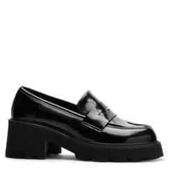 Zwarte leren chunky loafers